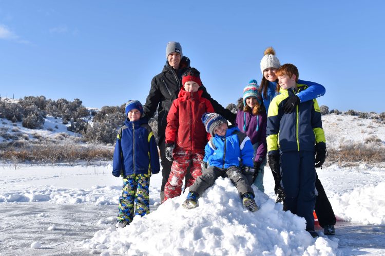 family in the snow