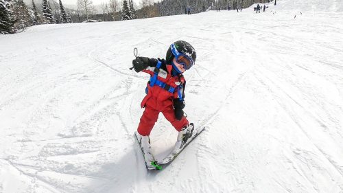 baby skiing with edgie wedgie