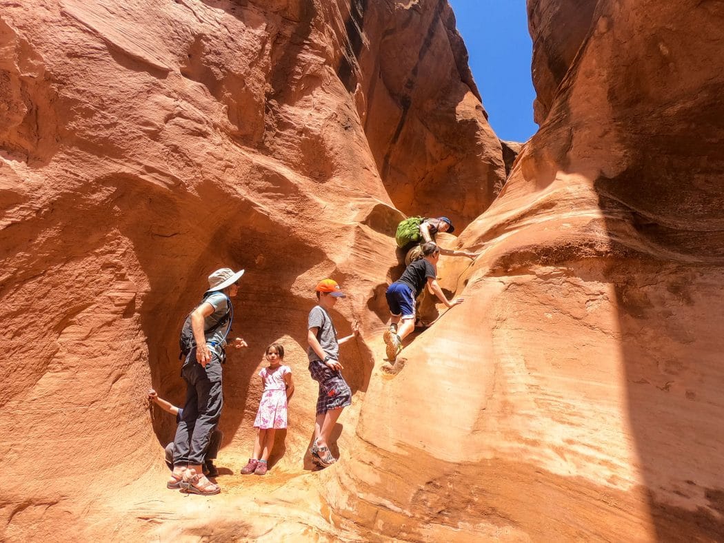 hiking peekaboo canyon with kids
