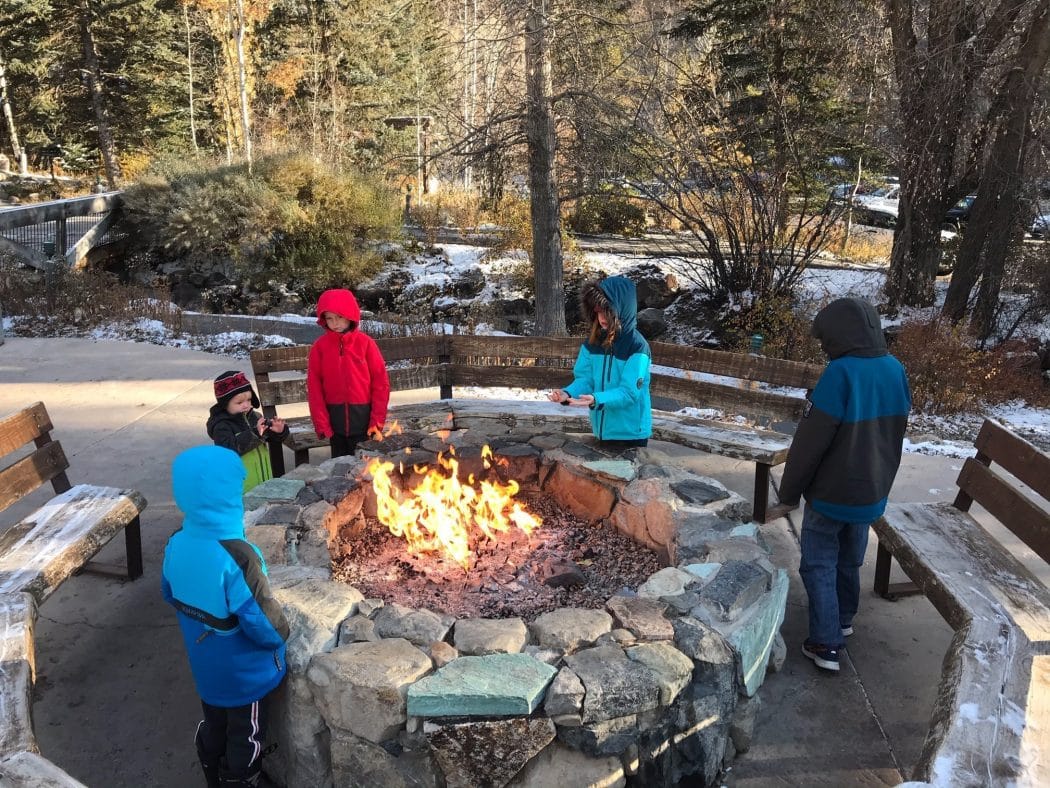 Family around a campfire