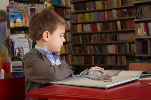 Boy reading a book