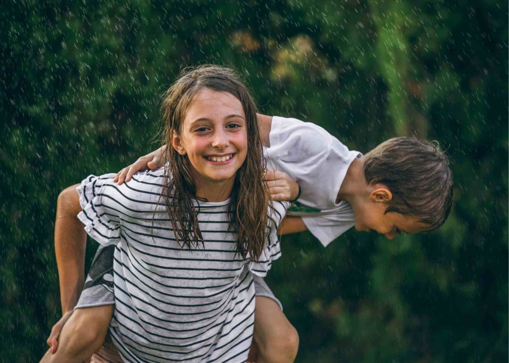 kids in the rain