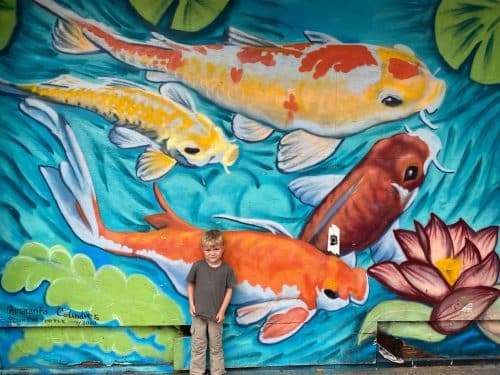 boy with portland street art