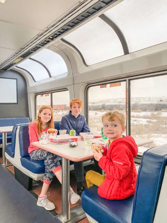 amtrak travel with kids dining area