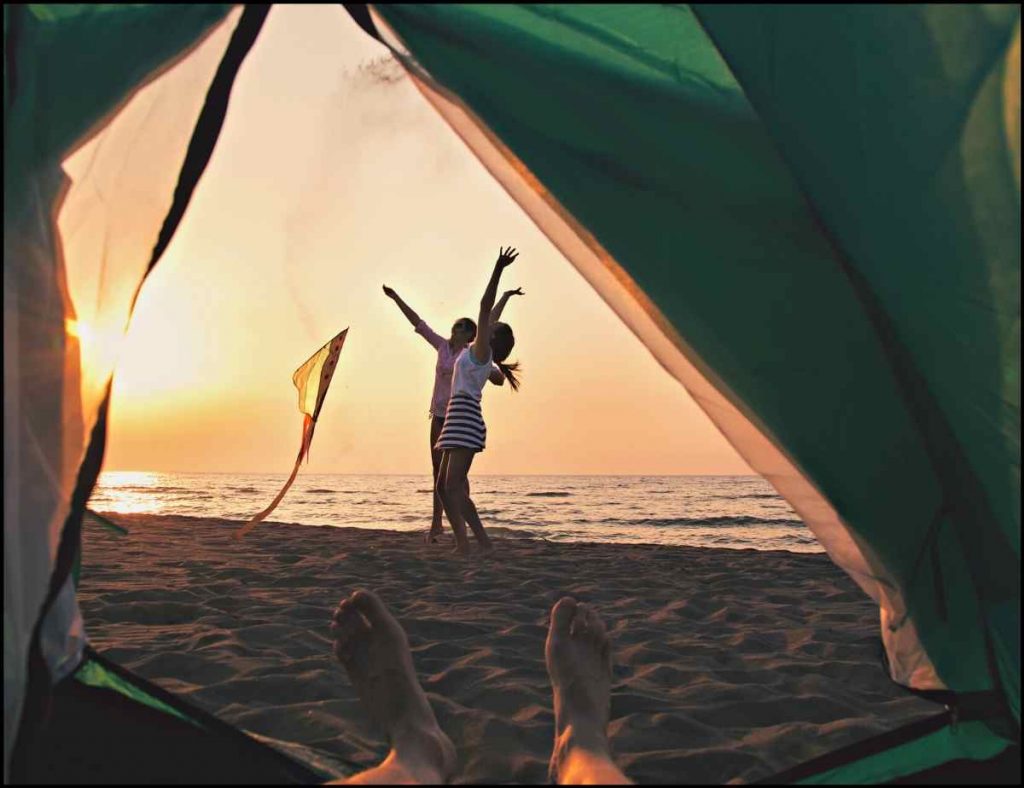 beach camping kids