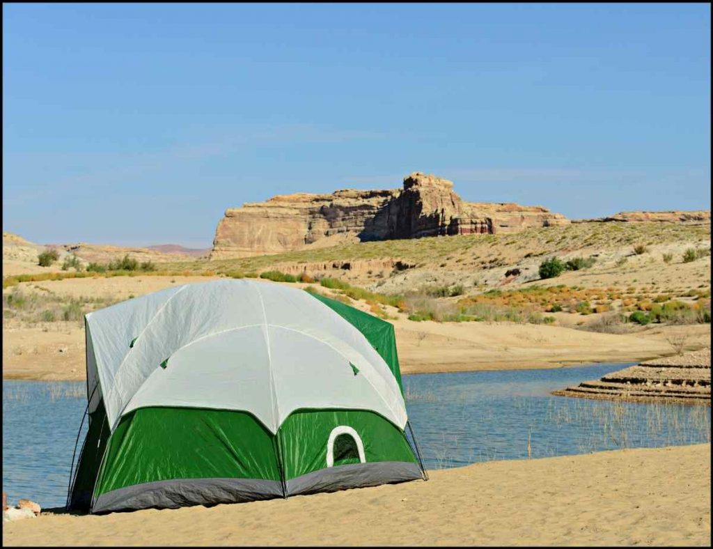 lake camping on beach