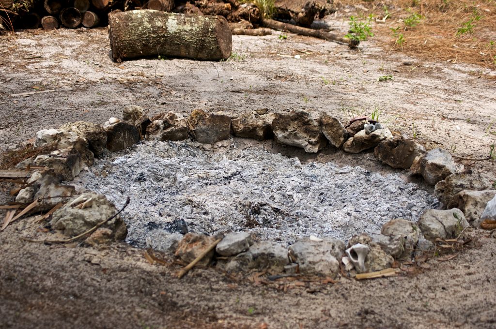 Ashes from a previous campfire