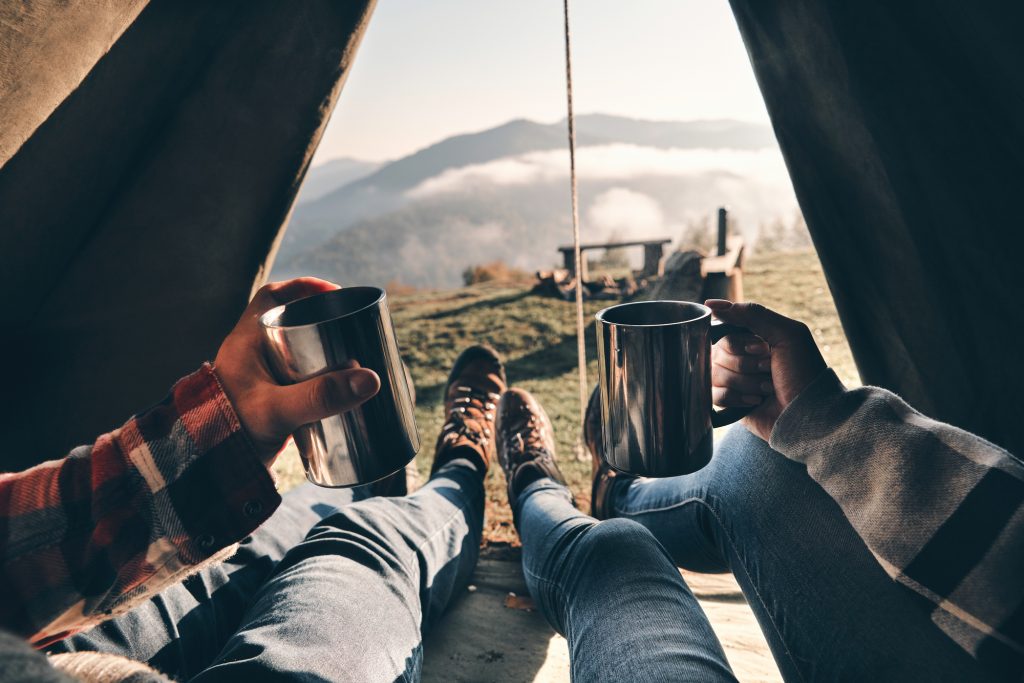 fresh coffee in incredible camping mugs