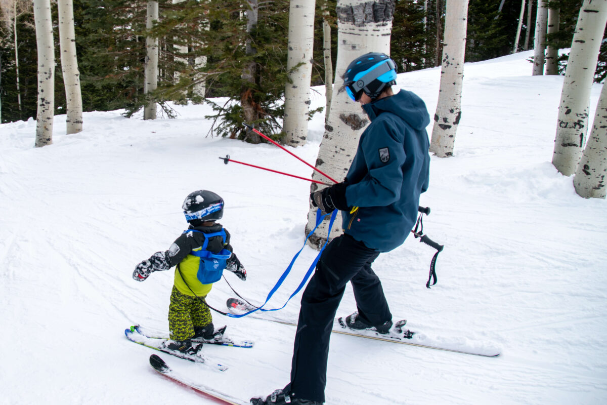 skiing with toddlers and babies ski harness